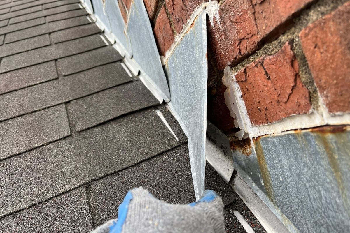 Bent and damaged roof flashing
