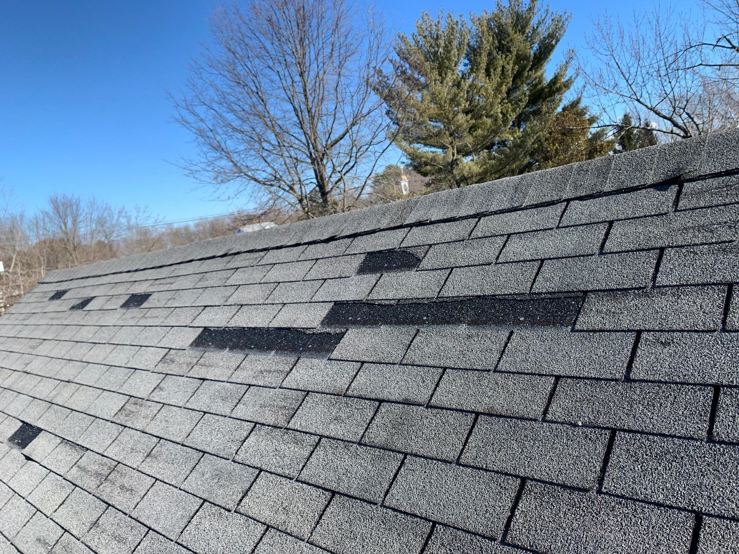 Missing shingles from wind storm